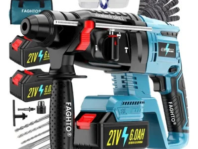 3200w Taladro Rotomartillo Inalámbrico Sds-plus Industrial Faghto® Martillo Cincelador Perforador Con 21v 2*6000mah… Azul 50 Hz/60 Hz