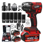 Hecelo 1/2 Impact Pistol 2 Battery, Great Torque! Kit Completo - Versión Mejorada Llave De Impacto Hecelo Rojo