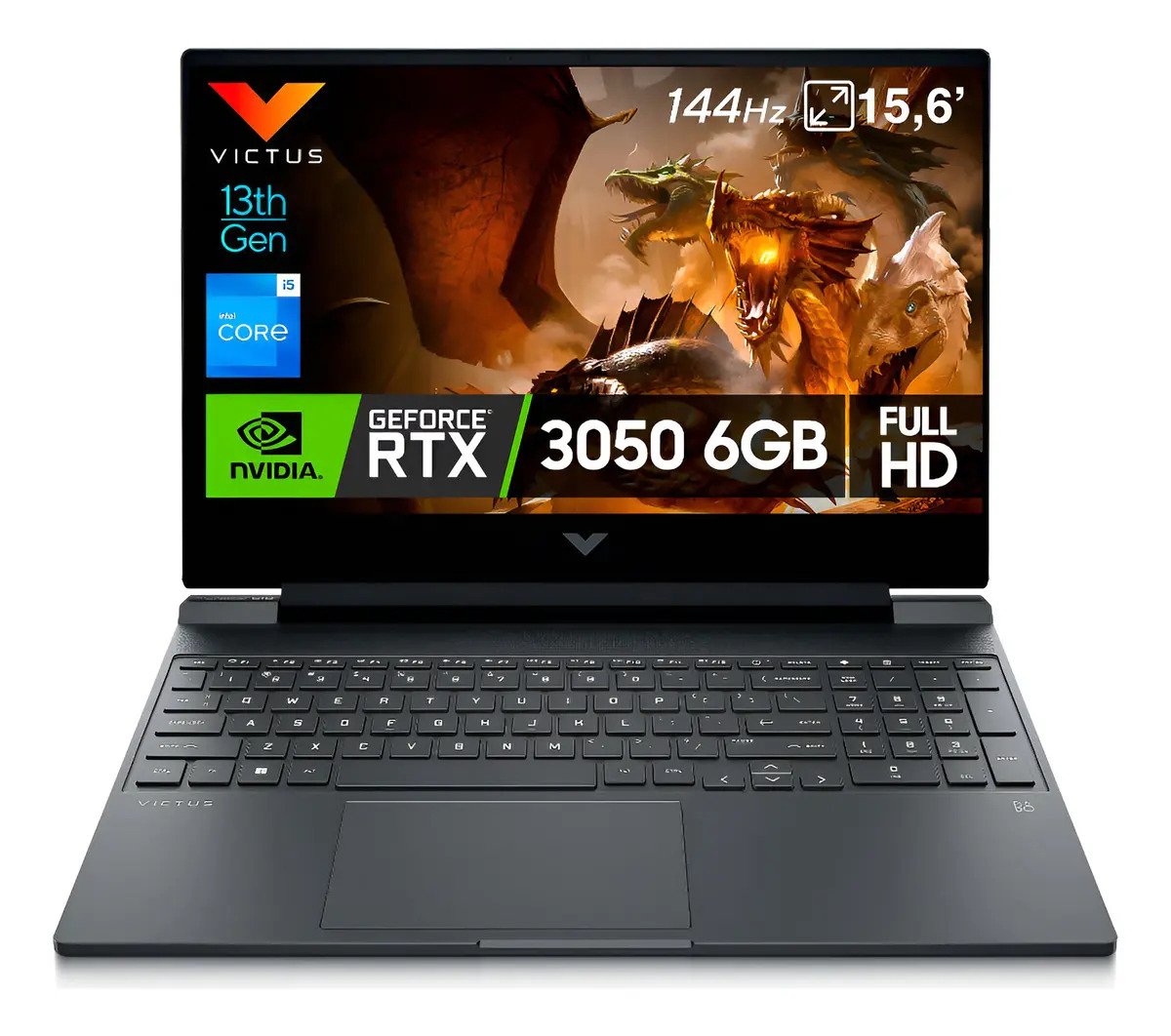 Laptop HP Victus 15 NVIDIA visto de lado