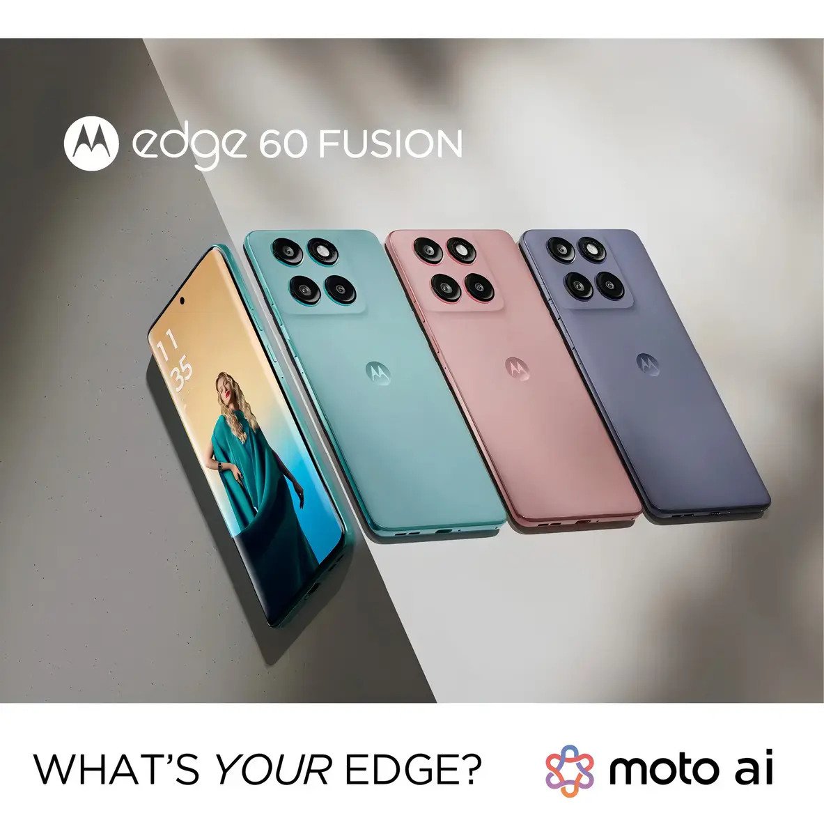 Celular Motorola Edge 60 Fusion visto de lado
